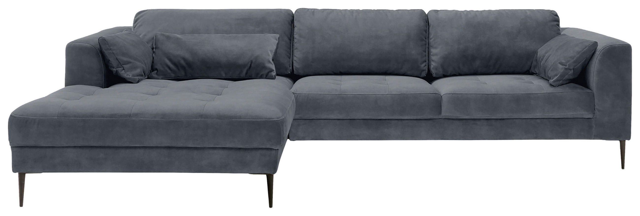 ECKSOFA in Mikrofaser Blaugrau - Blaugrau/Schwarz, Modern, Textil (168/280cm) - Trendmanufaktur