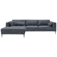 ECKSOFA in Mikrofaser Blaugrau  - Blaugrau/Schwarz, Modern, Textil (168/280cm) - Trendmanufaktur