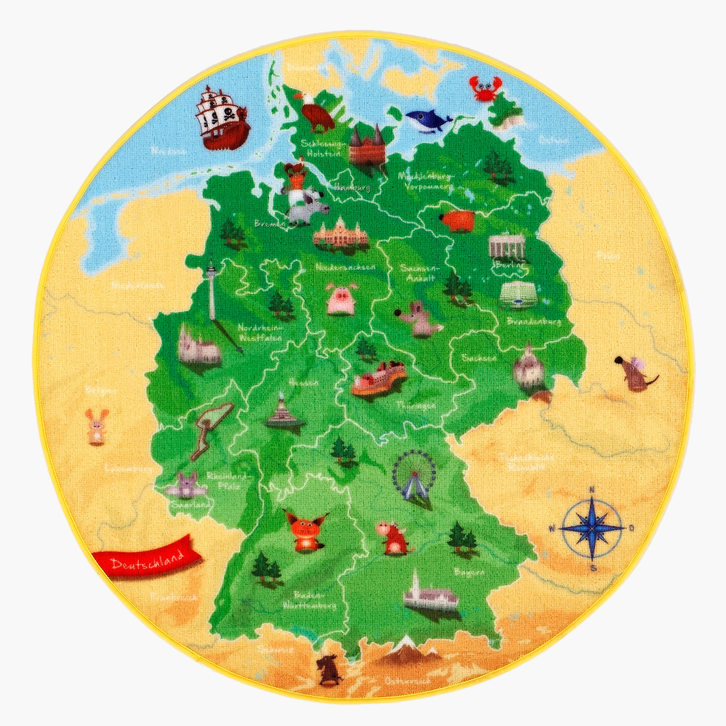 SPIELTEPPICH 130 cm DE-MAP  - Gelb/Grün, Trend, Kunststoff/Textil (130cm) - Ben'n'jen