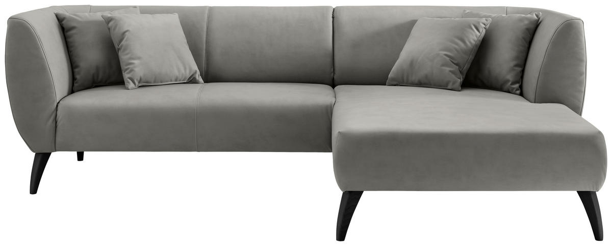 ECKSOFA Lederlook Grau  - Schwarz/Grau, Modern, Holz/Textil (264/160cm) - Livetastic