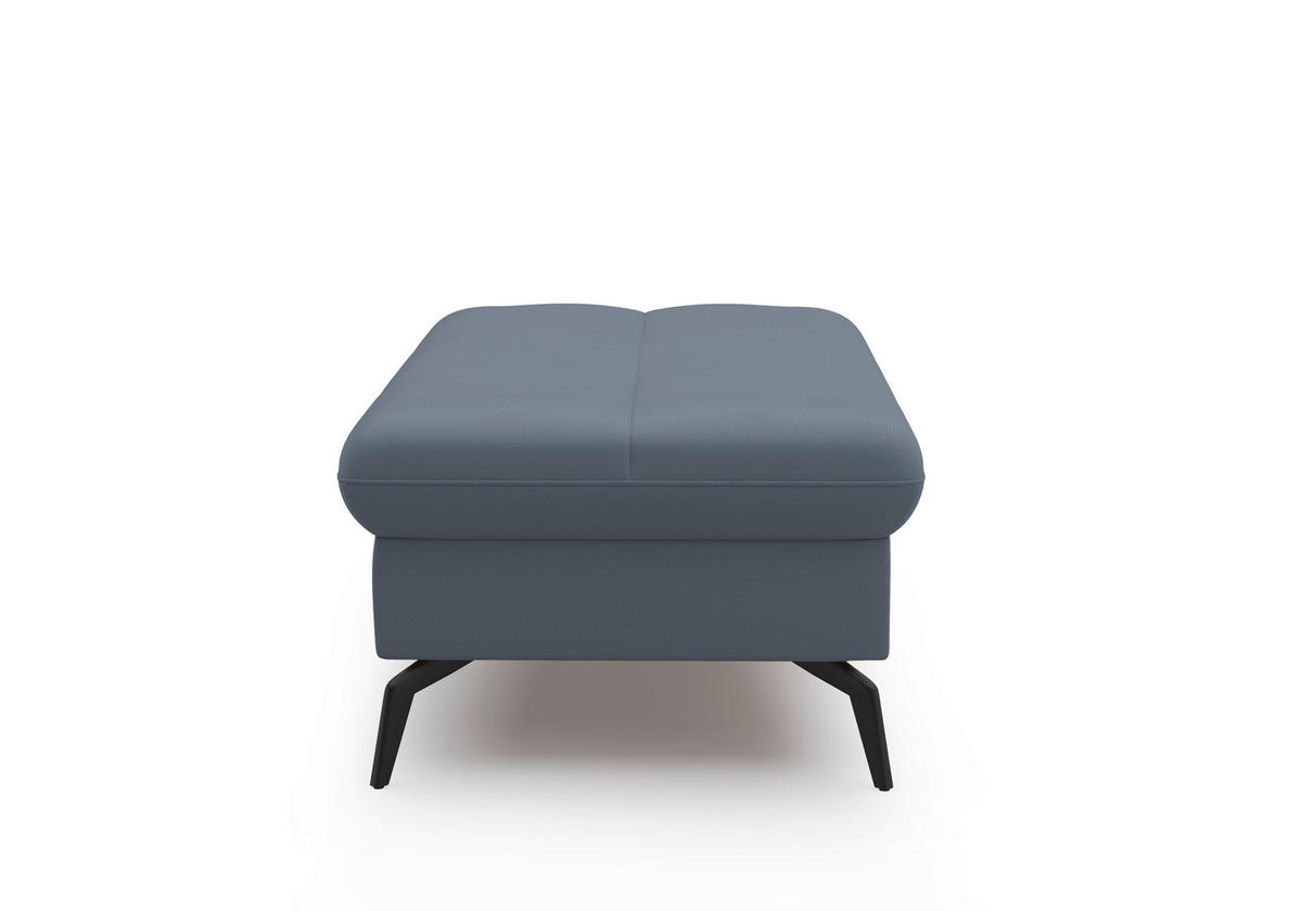 HOCKER in Leder Graublau  - Graublau/Schwarz, Konventionell, Leder/Metall (102/47/69cm) - Sit & More