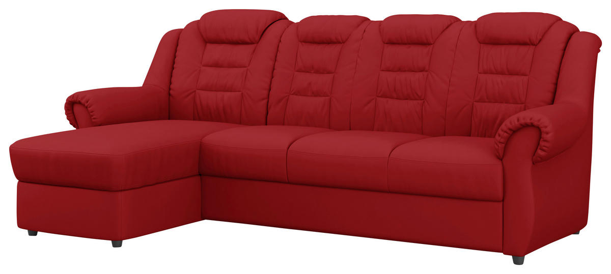 ECKSOFA Rot Lederlook  - Rot/Schwarz, KONVENTIONELL, Kunststoff/Textil (165/262cm) - Livetastic
