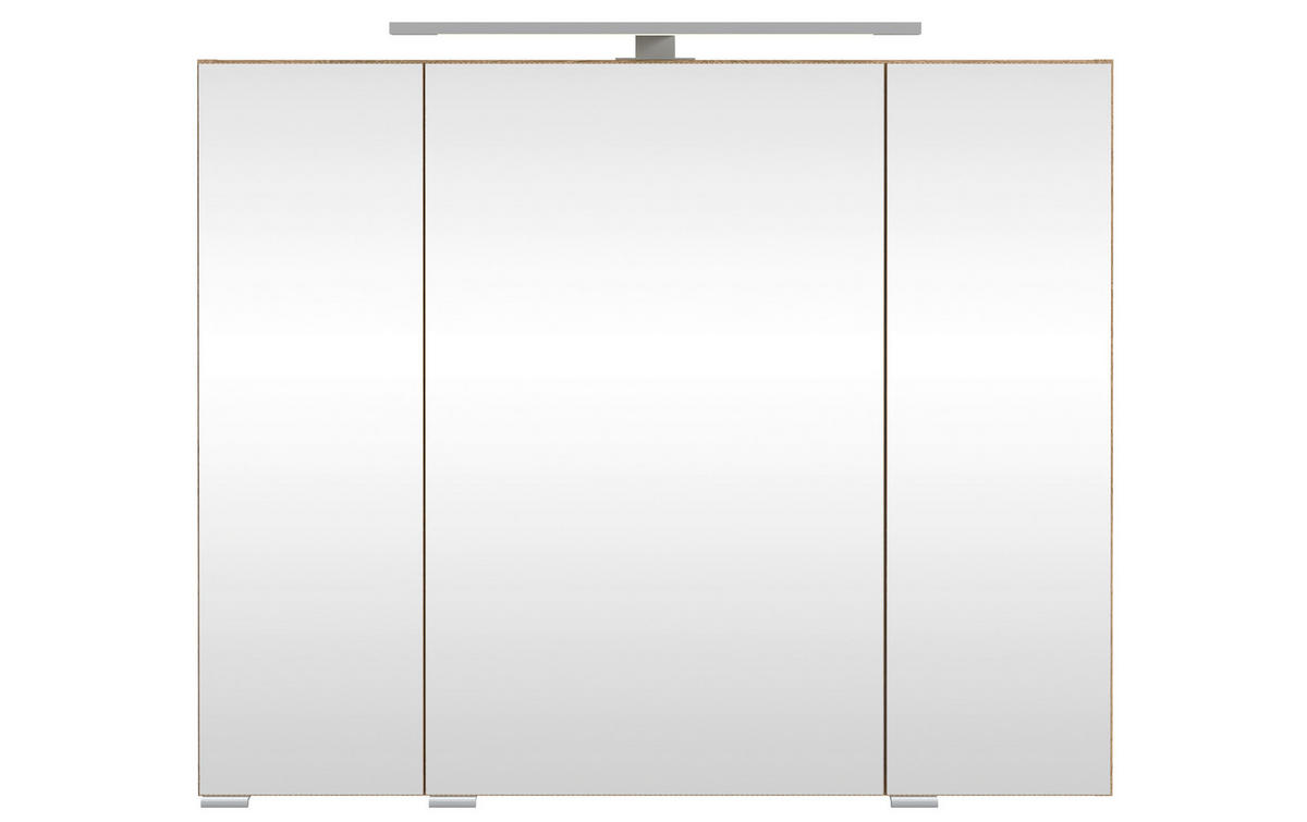 TÜKRÖS SZEKRÉNY 80/64/20 cm  - tölgyfa színű/ezüstszínű, Konventionell, faalapú anyag/üveg (80/64/20cm) - Xora