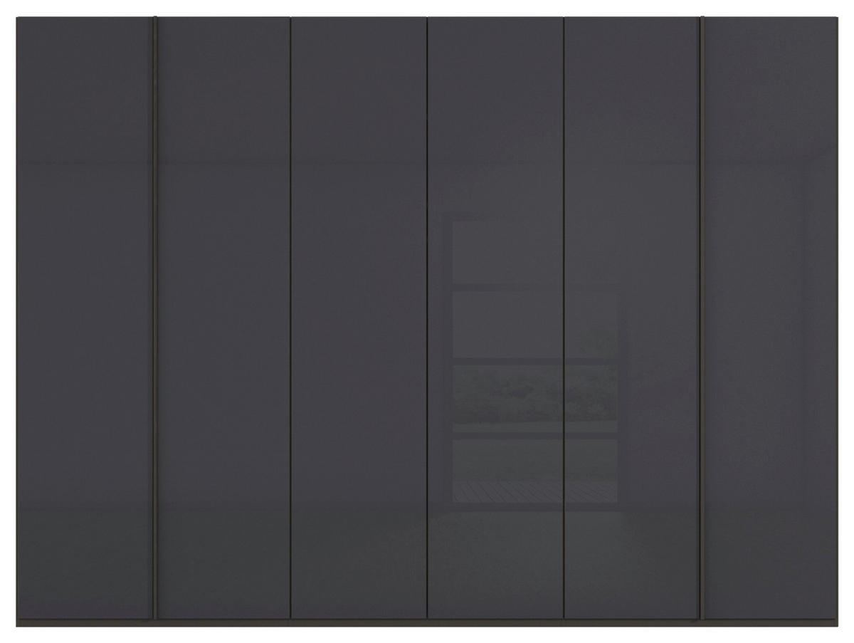 DREHTÜRENSCHRANK 301/235/61 cm,  in Graphitfarben, 6-türig  - Graphitfarben, Basics, Glas/Holzwerkstoff (301/235/61cm) - Novel