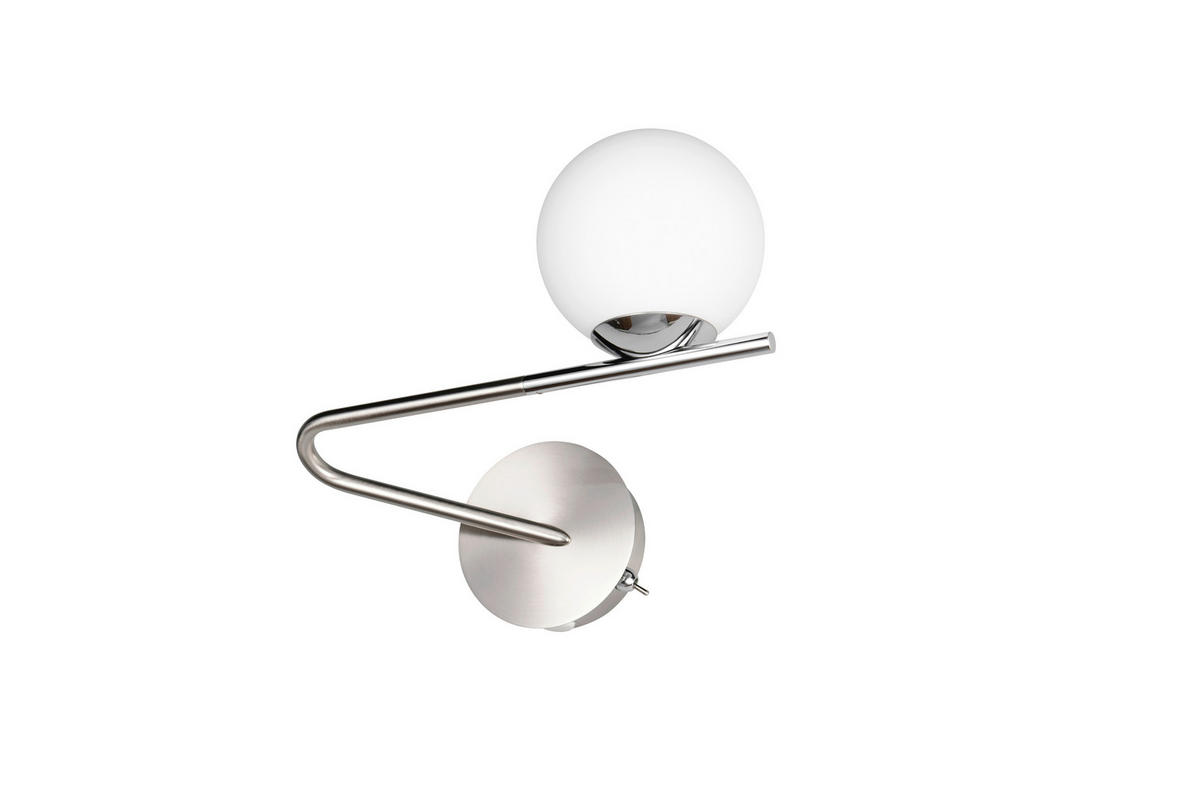 WANDLEUCHTE Flaming 13/21,5/25 cm   - Weiß/Nickelfarben, LIFESTYLE, Glas/Metall (13/21,5/25cm) - Trio Leuchten