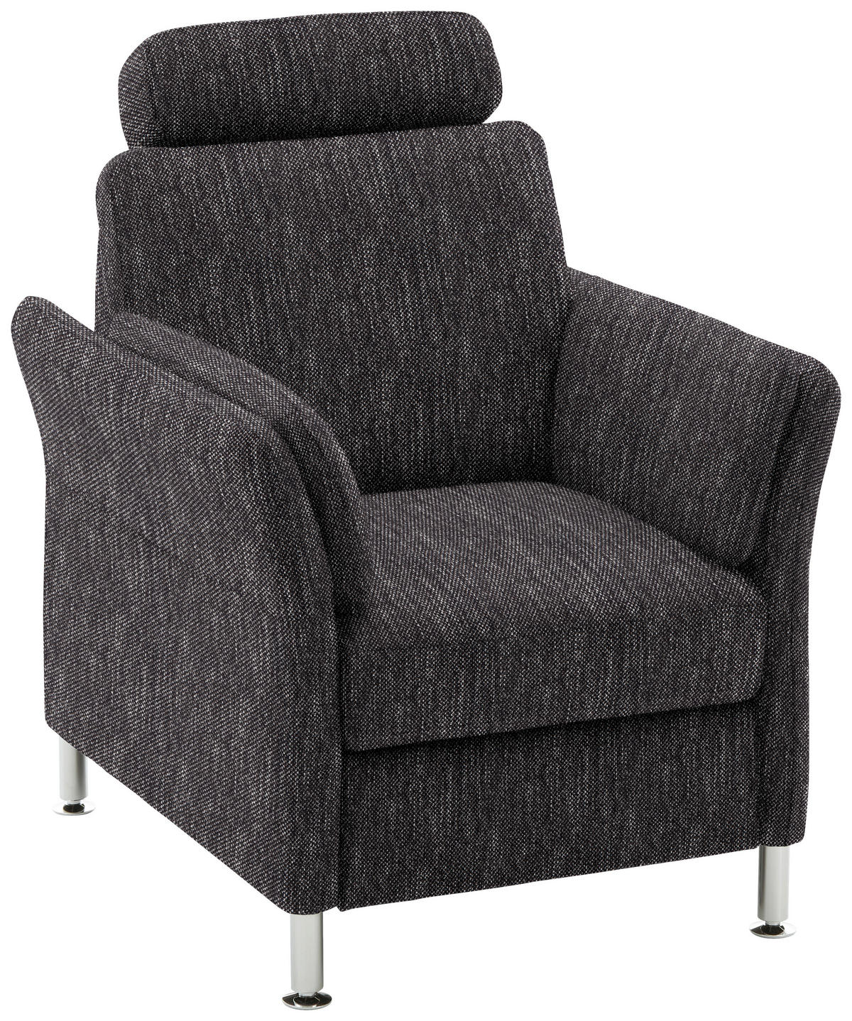 SESSEL in Flachgewebe Schwarz  - Chromfarben/Schwarz, KONVENTIONELL, Textil/Metall (86/87/93cm) - Beldomo System