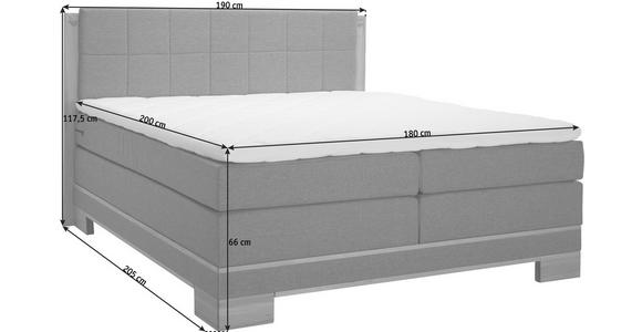 BOXSPRINGBETT 180/200 cm INKL. Matratze, Topper - Buchefarben/Grau, Natur, Holz/Textil (180/200cm) - Linea Natura