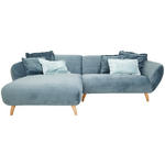 ECKSOFA Petrol Plüsch  - Buchefarben/Petrol, Design, Holz/Textil (175/280cm) - Carryhome