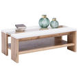 COUCHTISCH in Glas, Holzwerkstoff 110/65/40 cm  - Eichefarben/Weiß, KONVENTIONELL, Glas/Holzwerkstoff (110/65/40cm) - Hom`in
