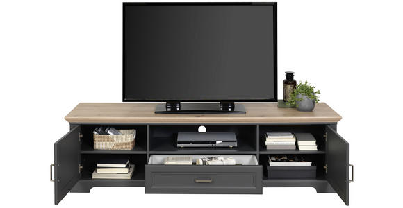 TV-ELEMENT 193/54/51 cm - Graphitfarben/Eiche Artisan, ROMANTIK / LANDHAUS, Holzwerkstoff/Metall (193/54/51cm) - Hom`in