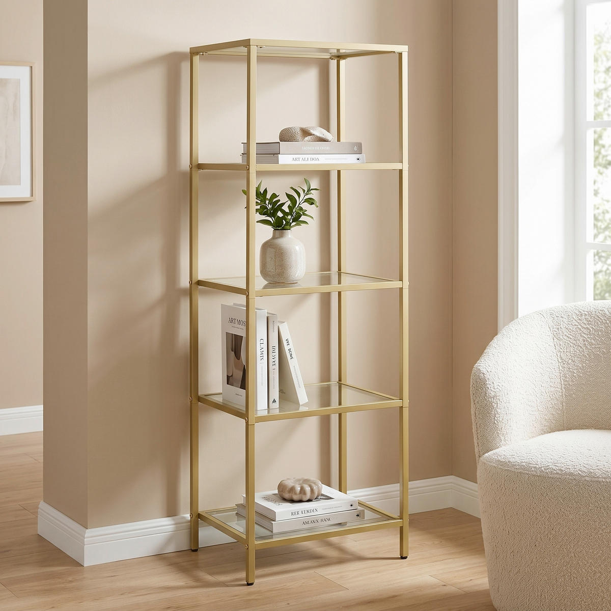 REGAL Goldfarben  - Goldfarben, Trend, Glas/Metall (40/124,5/30cm) - Boxxx