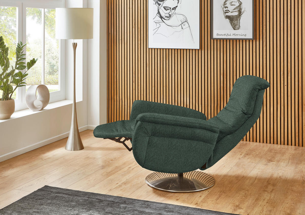 RELAXSESSEL in Textil Dunkelgrün  - Dunkelgrün/Edelstahlfarben, KONVENTIONELL, Textil/Metall (79/112/94cm) - Beldomo Premium