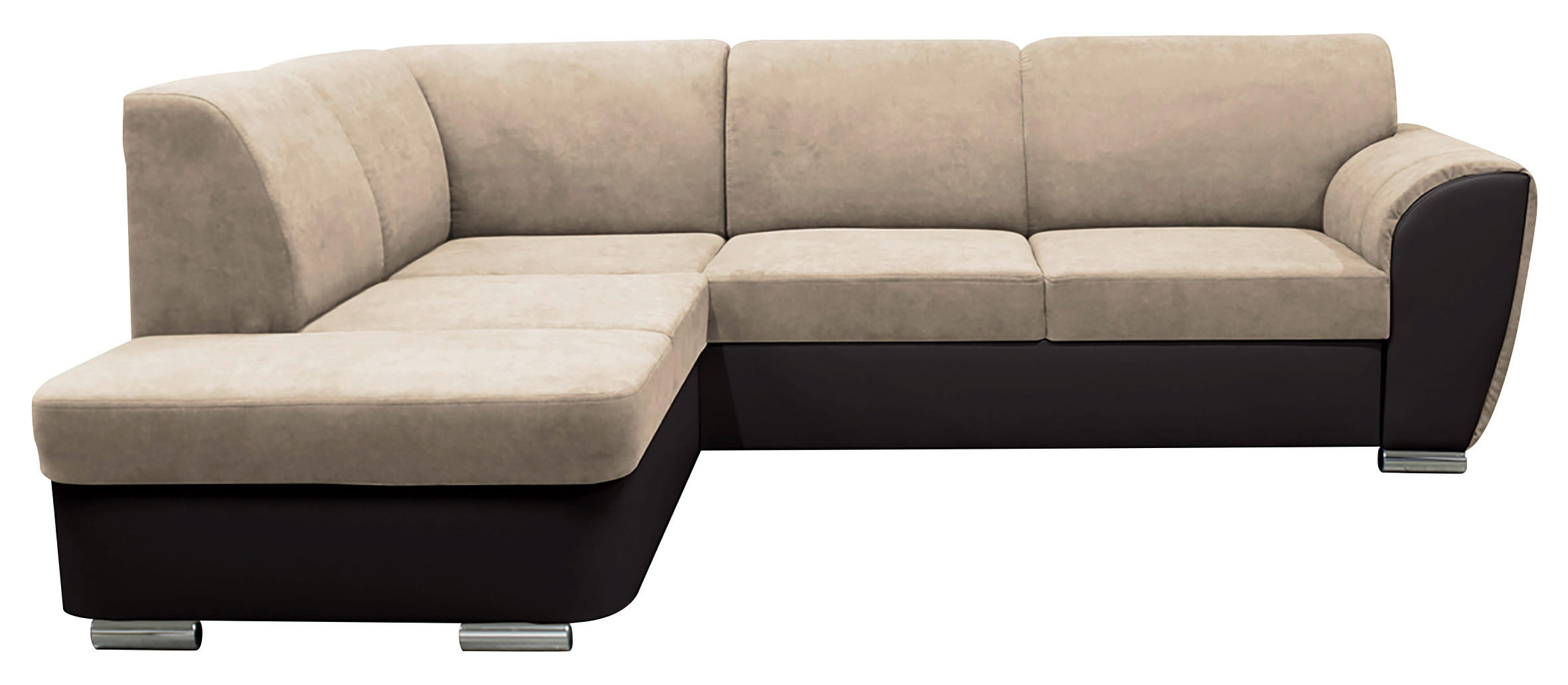ECKSOFA in Velours Dunkelbraun, Beige  196/255 cm  - Dunkelbraun/Beige, Design, Kunststoff/Textil (196/255cm) - MID.YOU