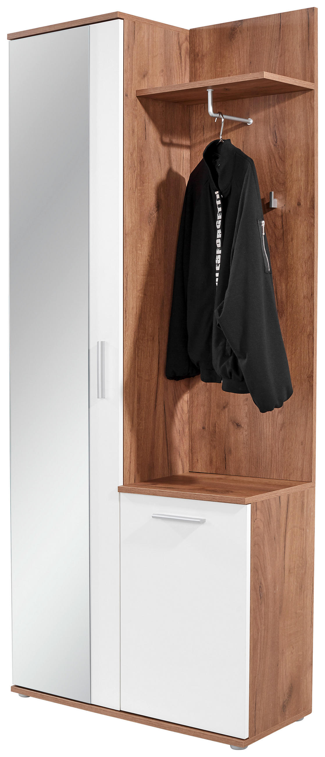 PREDSOBA bela, barve hrasta - barve hrasta/bela, Basics, steklo/leseni material (80/189/30,5cm) - Carryhome