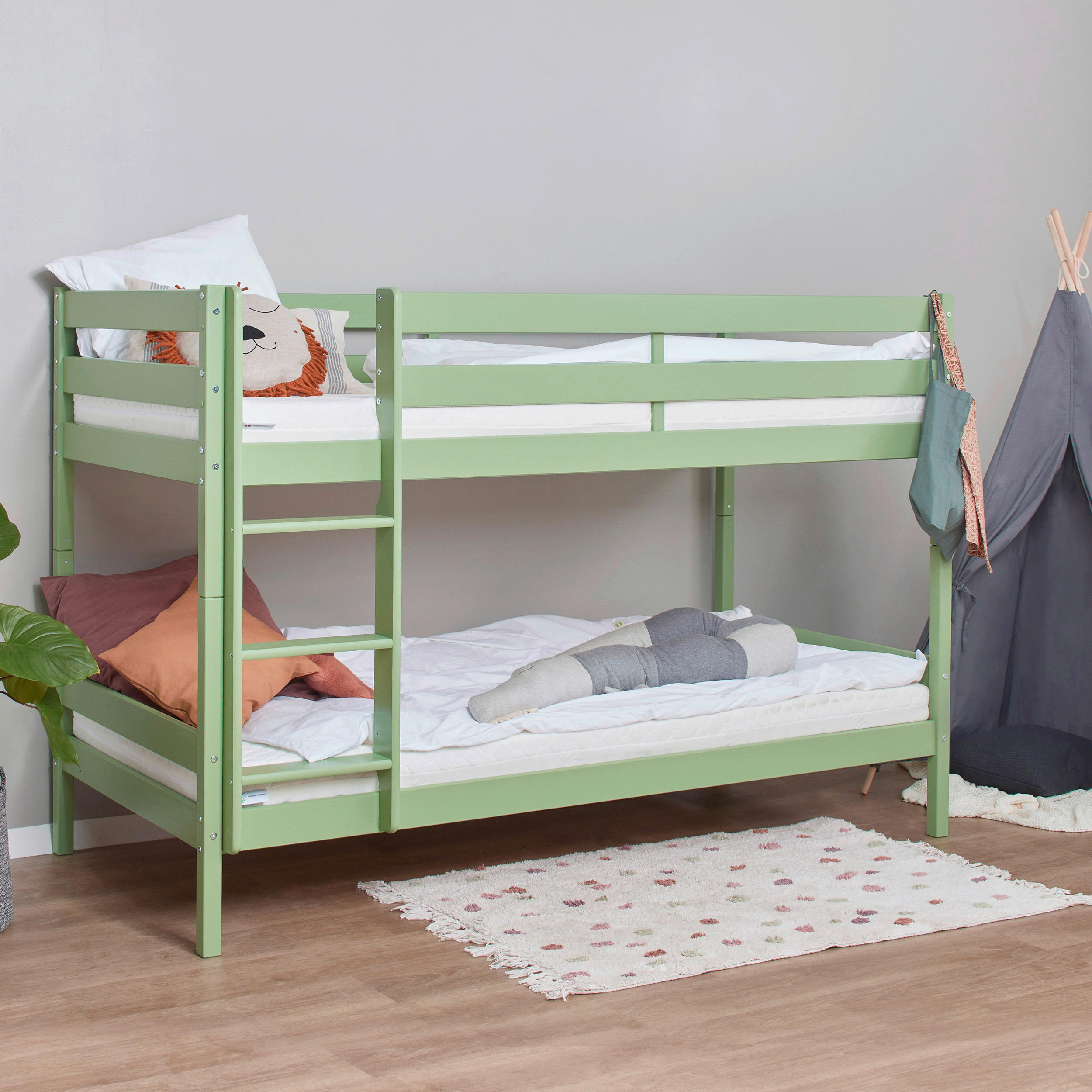 ETAGENBETT 90/200 cm Grün  - Naturfarben/Grün, MODERN, Holz (90/200cm) - MID.YOU