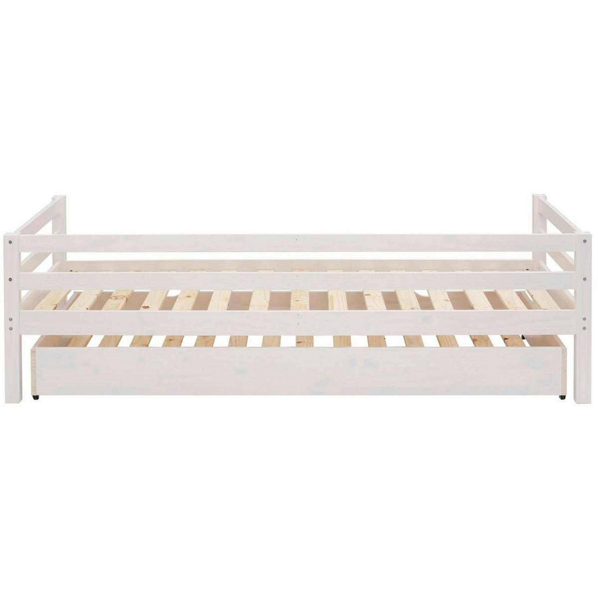 AUSZIEHBETT 90/200 cm,  in Weiß, Bettschublade, Lattenrost für Zusatzbett, Lattenrost für Hauptbett  - Naturfarben/Weiß, MODERN, Holz (90/200cm) - MID.YOU