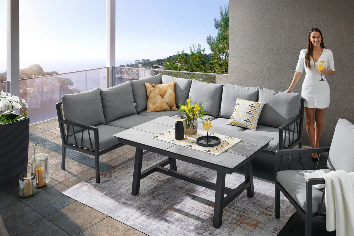 LOUNGETISCH 150-210/89/72 cm Metall, Kunststoff Anthrazit, Grau rechteckig  - Anthrazit/Grau, Design, Kunststoff/Metall (150-210/89/72cm) - Amatio