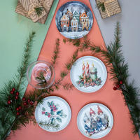 TELLERSET 4-teilig  - Blau/Rot, Basics, Keramik (15cm) - X-Mas