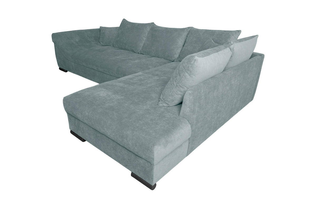 ECKSOFA ATLANTA Hellblau Struktur Liegefläche im Originalstoff  - Schwarz/Hellblau, Design, Textil/Metall (298/202cm) - MID.YOU