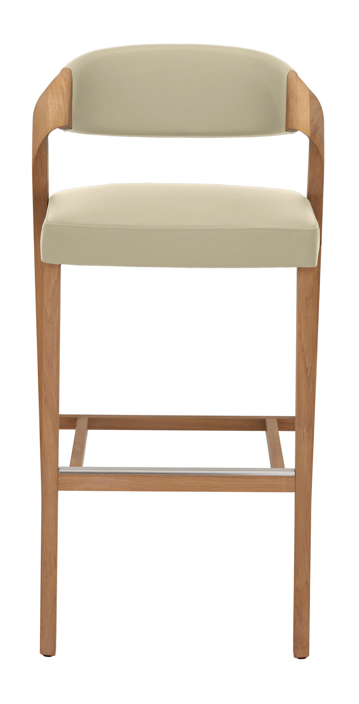 BARHOCKER Holz, Leder Creme, Wildeiche  - Wildeiche/Creme, Natur, Leder/Holz (52/103/52cm) - Voglauer