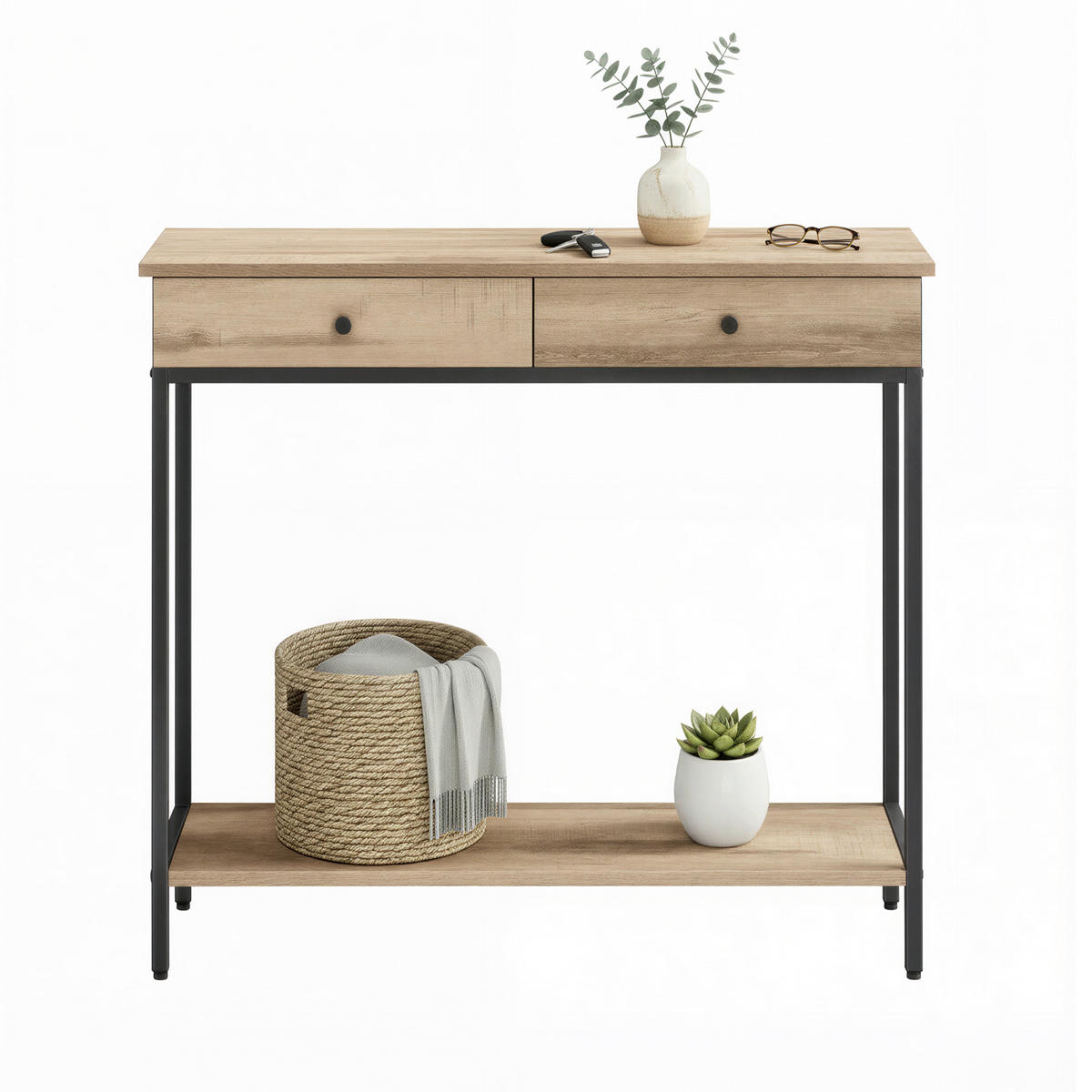 KONSOLENTISCH Schwarz, Sandfarben  - Sandfarben/Schwarz, Trend, Holzwerkstoff/Metall (100/30/80cm) - Boxxx
