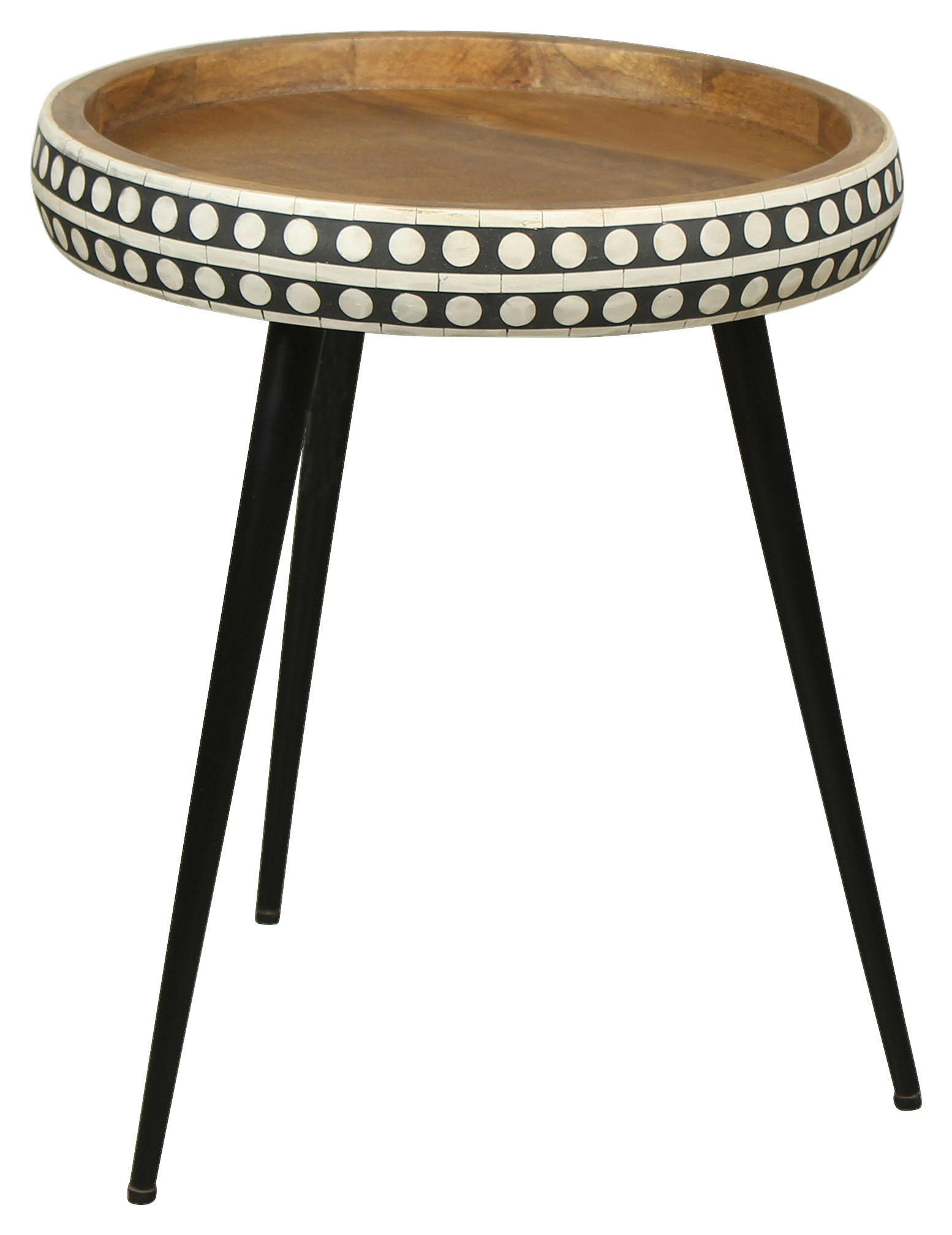 NACHTTISCH 35/42/35 cm Mangoholz massiv  - Schwarz/Naturfarben, MODERN, Holz/Metall (35/42/35cm) - MID.YOU