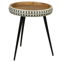NACHTTISCH 35/42/35 cm Mangoholz massiv  - Schwarz/Naturfarben, MODERN, Holz/Metall (35/42/35cm) - MID.YOU