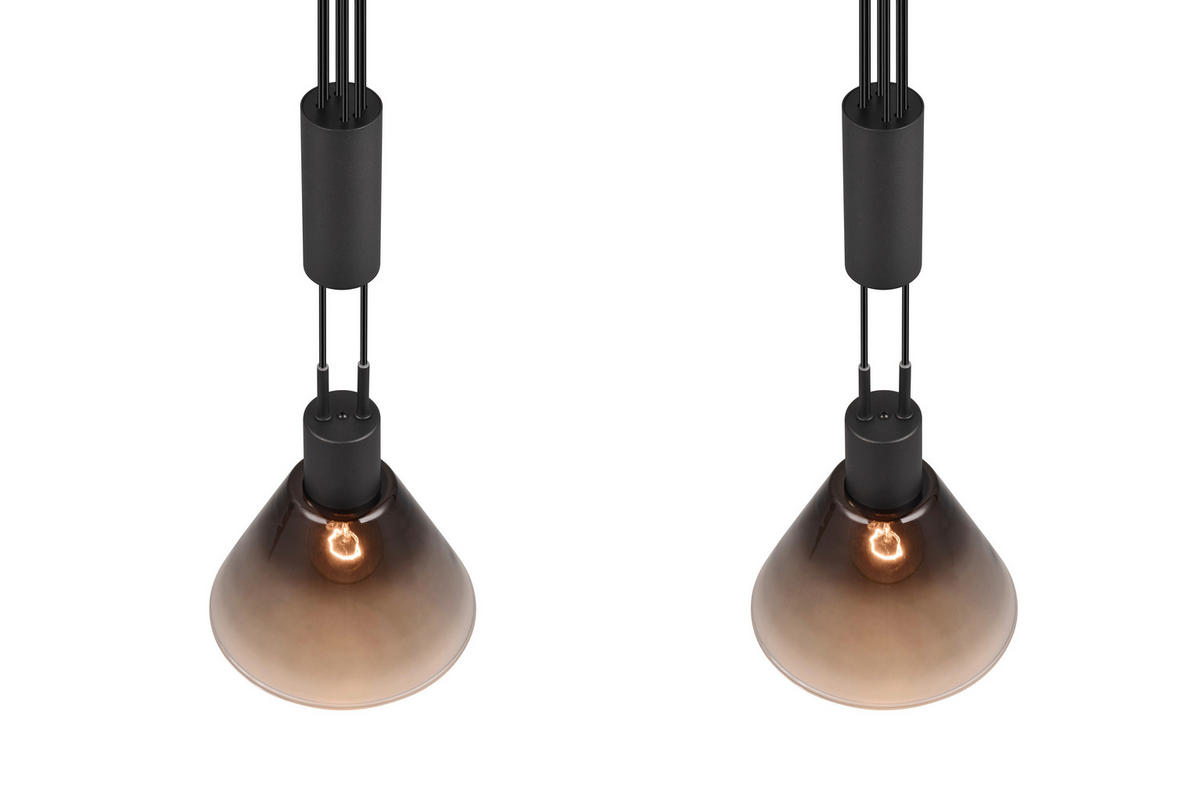 HÄNGELEUCHTE 19/55/160 cm    - Schwarz/Grau, Konventionell, Glas/Metall (19/55/160cm) - Trio Leuchten
