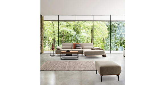 ECKSOFA  in Flachgewebe Hellbraun  314/176 cm  - Hellbraun/Schwarz, Natur, Holz/Textil (314/176cm) - Valnatura