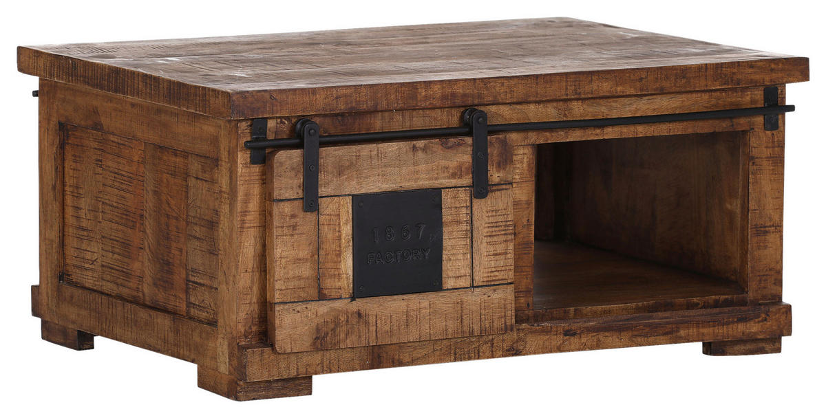 COUCHTISCH Mangoholz massiv 100/70/45 cm rechteckig Naturfarben, Schwarz  - Schwarz/Naturfarben, KONVENTIONELL, Holz/Holzwerkstoff (100/70/45cm) - Landscape