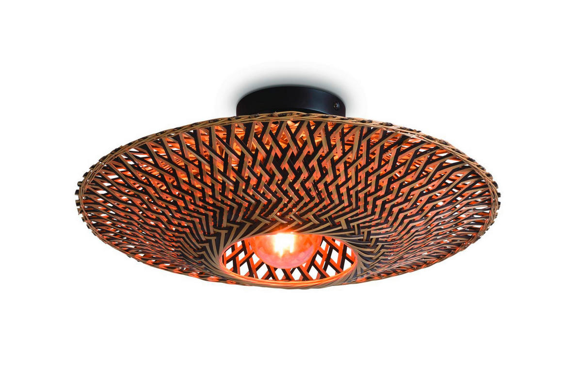 DECKENLEUCHTE Bali 47/26 cm   - Hellbraun/Schwarz, Natur, Naturmaterialien/Metall (47/26cm) - Good & Mojo