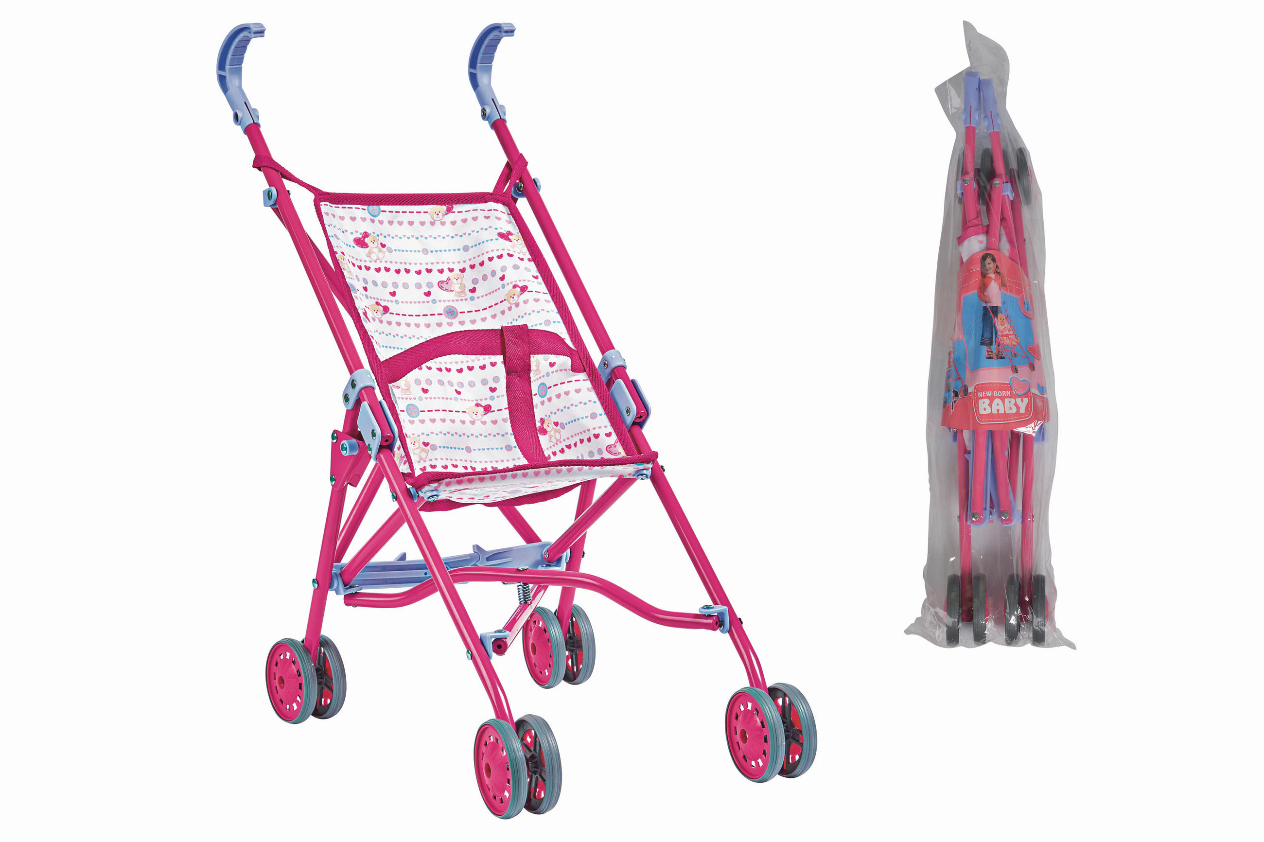 PUPPENBUGGY - Pink/Multicolor, Basics, Kunststoff/Textil (10/14/64cm) - Simba