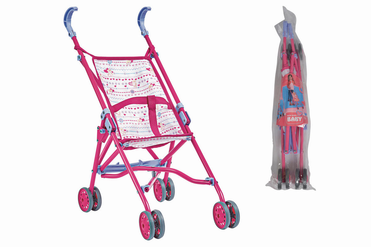 PUPPENBUGGY - Pink/Multicolor, Basics, Kunststoff/Textil (10/14/64cm) - Simba