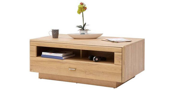 COUCHTISCH 115/70/45 cm rechteckig Eichefarben - Eichefarben/Silberfarben, KONVENTIONELL, Holzwerkstoff/Metall (115/70/45cm) - Cantus