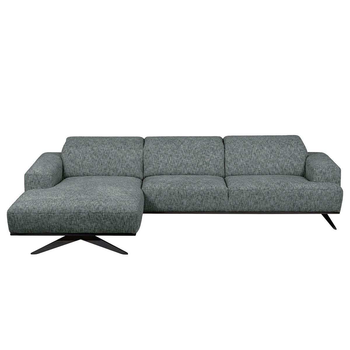ECKSOFA PORTLAND Anthrazit Struktur Kopfteilverstellung  - Anthrazit/Schwarz, Design, Holz/Textil (187/295cm) - Livetastic