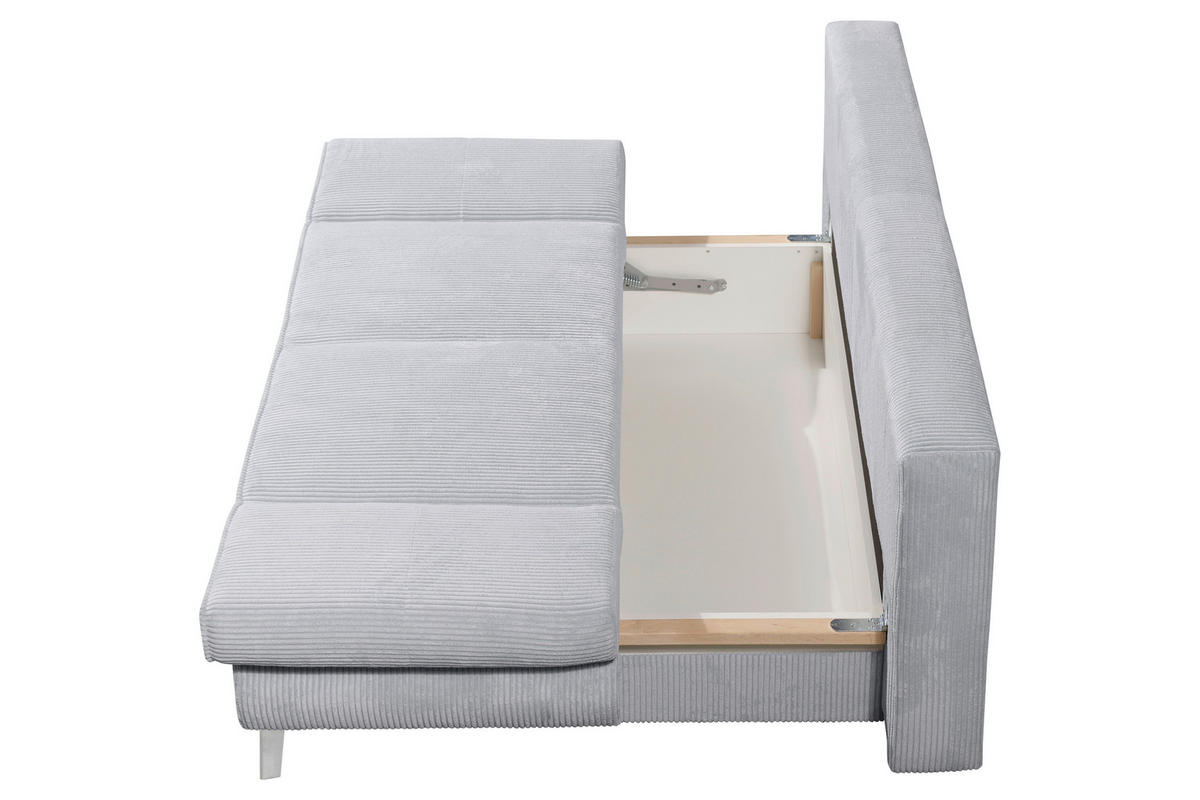 SCHLAFSOFA in Cord Grau  - Chromfarben/Grau, Design, Textil/Metall (200/85/90cm) - Xora