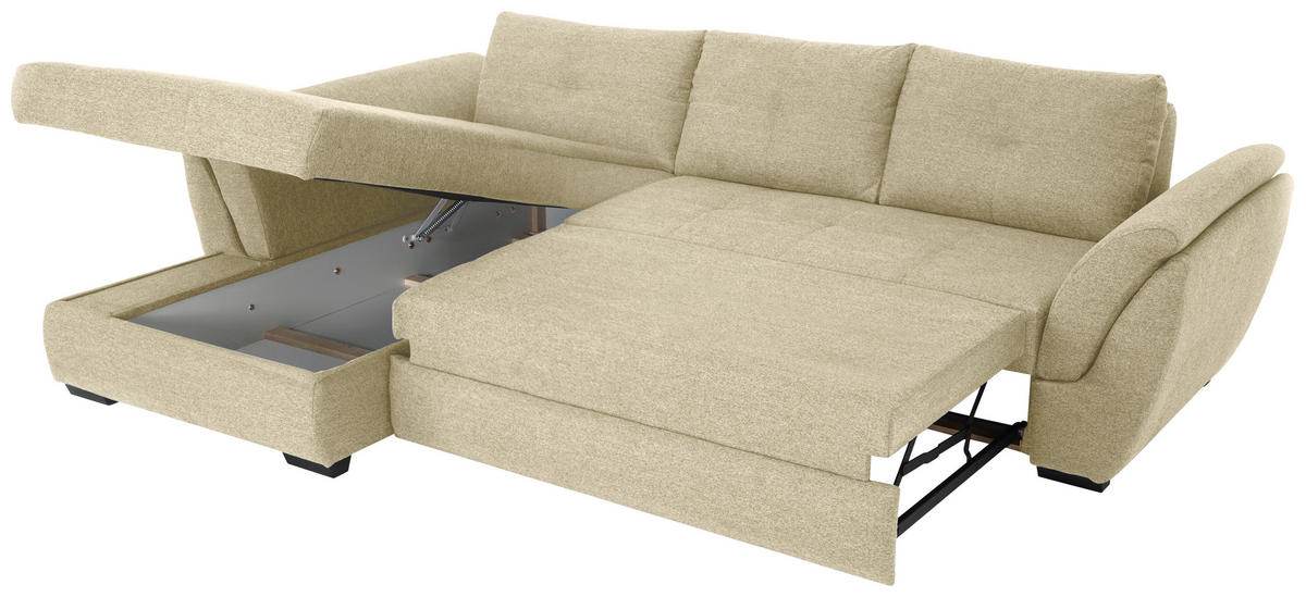 ECKSOFA Beige Webstoff  - Beige/Schwarz, Design, Kunststoff/Textil (187/278cm) - Livetastic