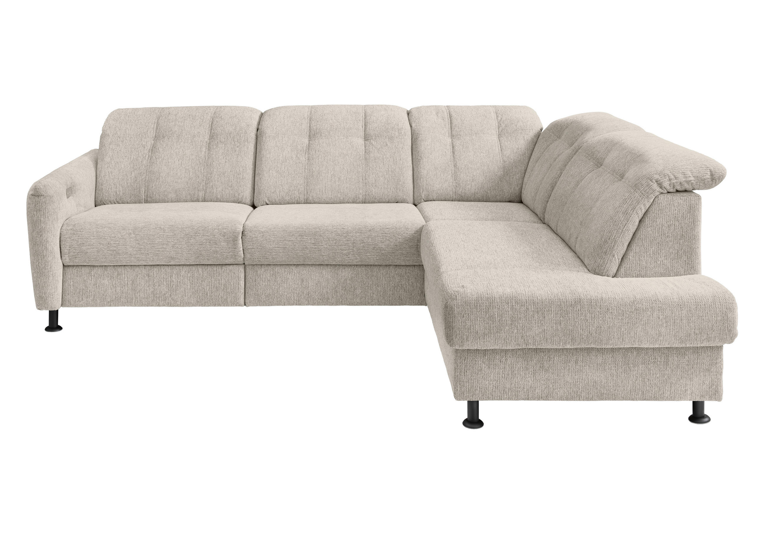 ECKSOFA in Chenille Beige  - Beige/Schwarz, Modern, Textil/Metall (270/198cm) - Livetastic
