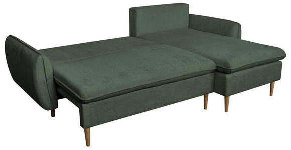 ECKSOFA Dunkelgrün Chenille - Dunkelgrün/Buchefarben, KONVENTIONELL, Holz/Textil (244/163cm) - Carryhome