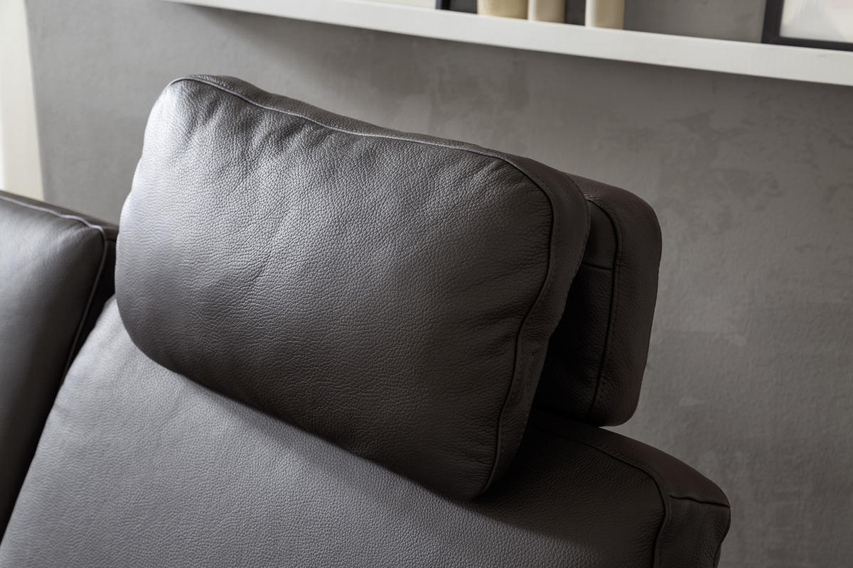 ECKSOFA in Echtleder Braun  - Chromfarben/Braun, Design, Leder/Metall (200/271cm) - Pure Home Lifestyle