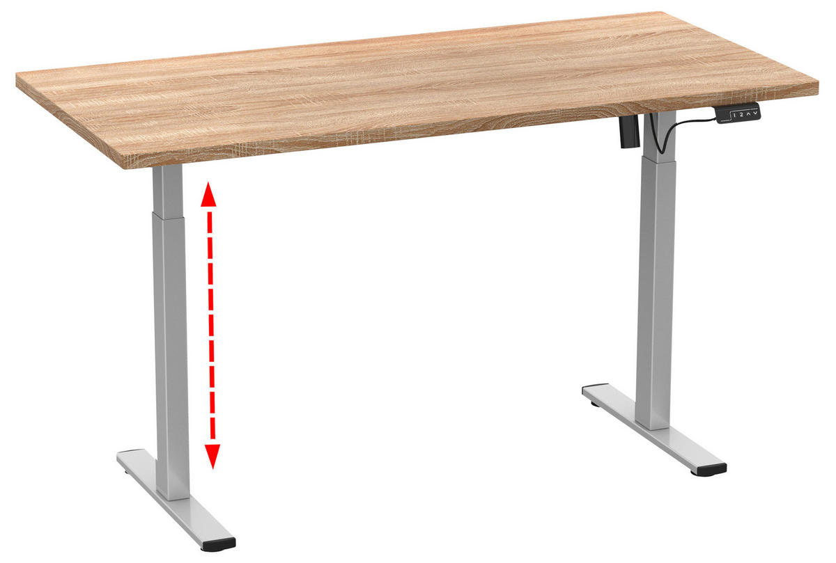 SCHREIBTISCH  in Silberfarben, Sonoma Eiche  - Silberfarben/Sonoma Eiche, Design, Holzwerkstoff/Metall (110/71/80cm) - MID.YOU