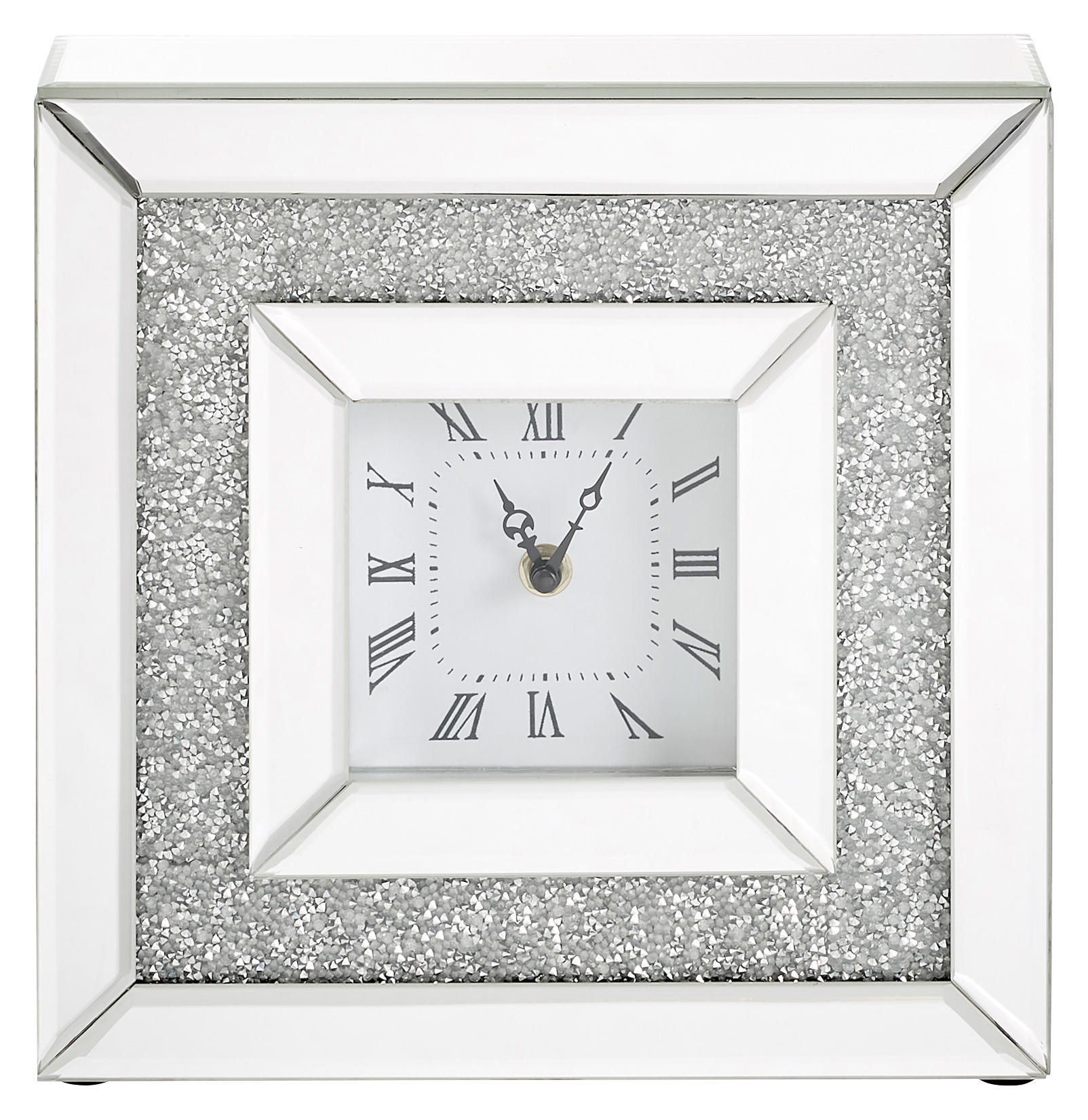 TISCHUHR  Silberfarben  - Silberfarben, Design, Glas/Holzwerkstoff (25,5/25,5/7,5cm) - Xora