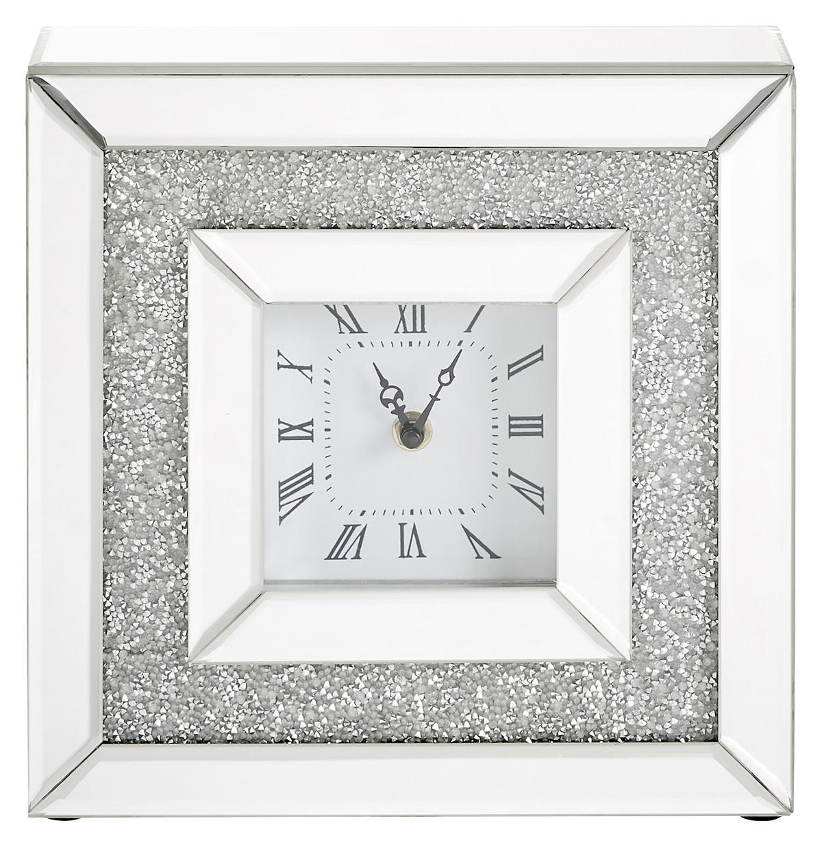 TISCHUHR  Silberfarben  - Silberfarben, Design, Glas/Holzwerkstoff (25,5/25,5/7,5cm) - Xora