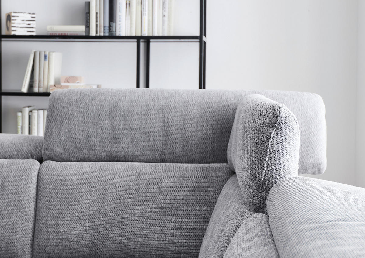 ECKSOFA in Struktur Grau  - Schwarz/Grau, Modern, Textil/Metall (235/275cm) - Cantus