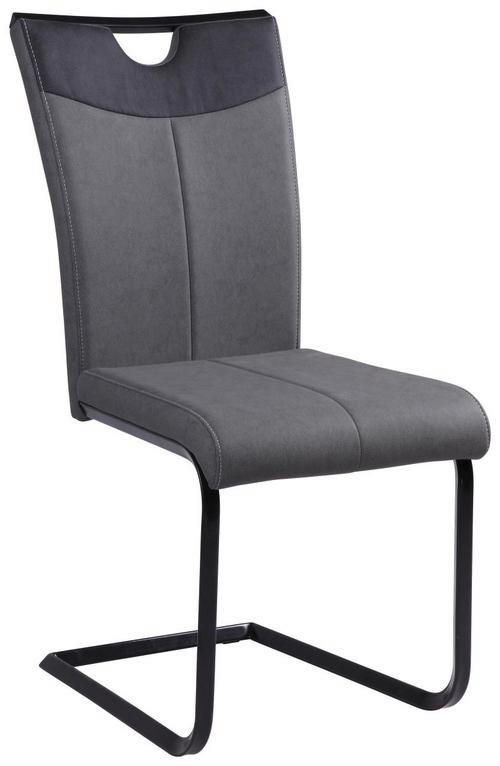 Carryhome STOLIČKA S PRUŽNÝM PODNOŽÍM, kožený vzhľad, antracitová, sivá, čierna