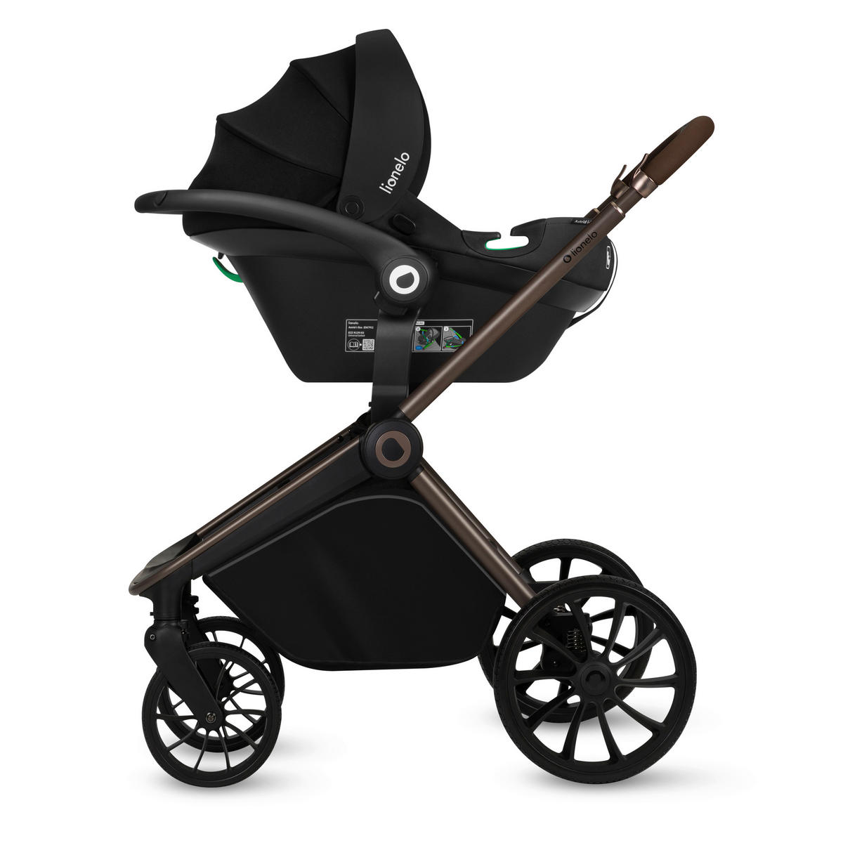 KINDERWAGENSET Mika Plus 3 in 1  - Schwarz/Mokka, Basics, Textil (93/62/110cm) - Lionelo