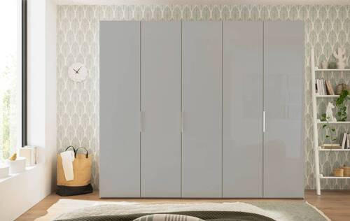 OMARA S KLASIČNIMI VRATI, siva  - siva/barve aluminija, Moderno, kovina/leseni material (200/216/58cm) - Novel