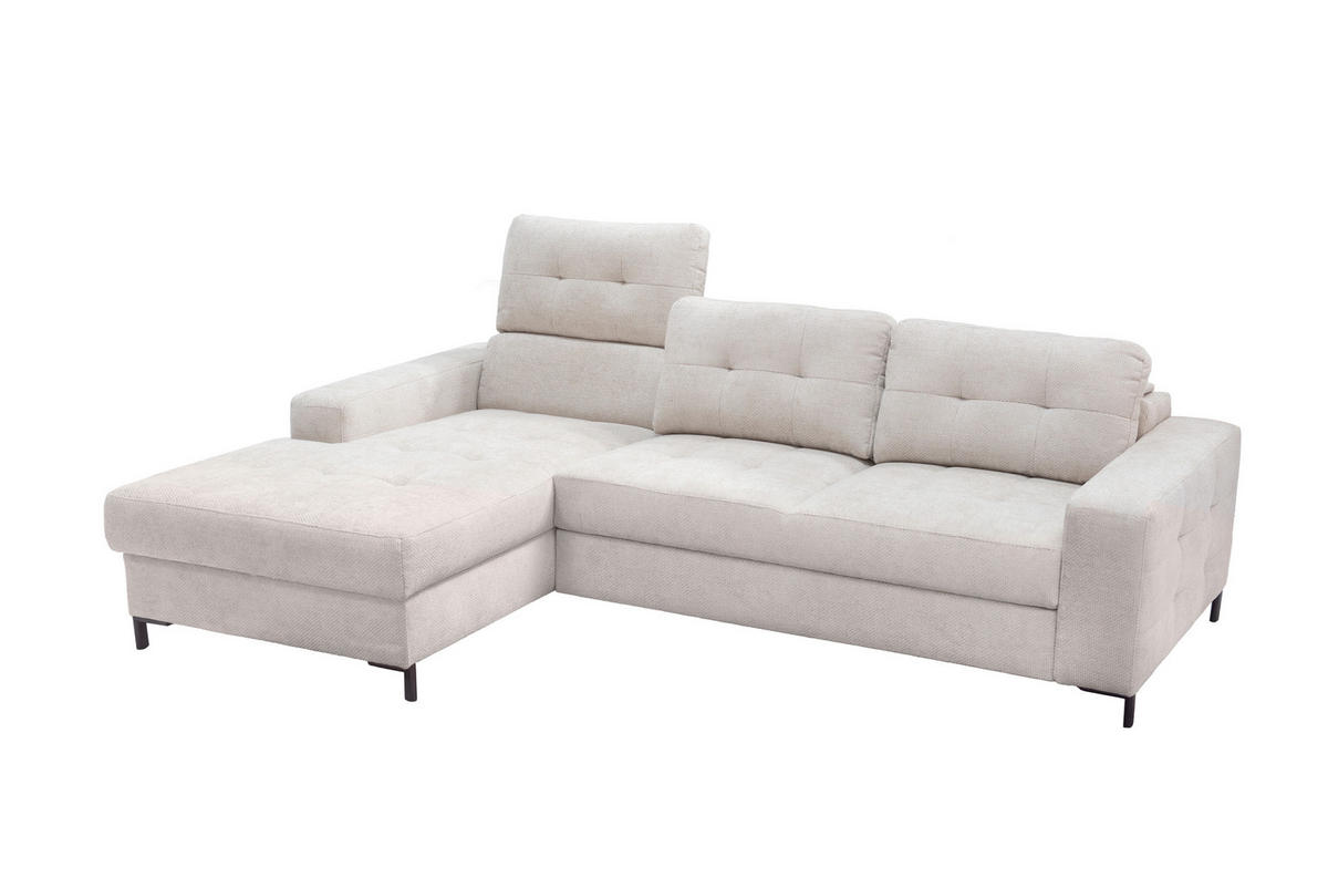 ECKSOFA in Struktur Beige  176/255 cm  - Beige/Schwarz, Design, Textil/Metall (176/255cm) - Livetastic