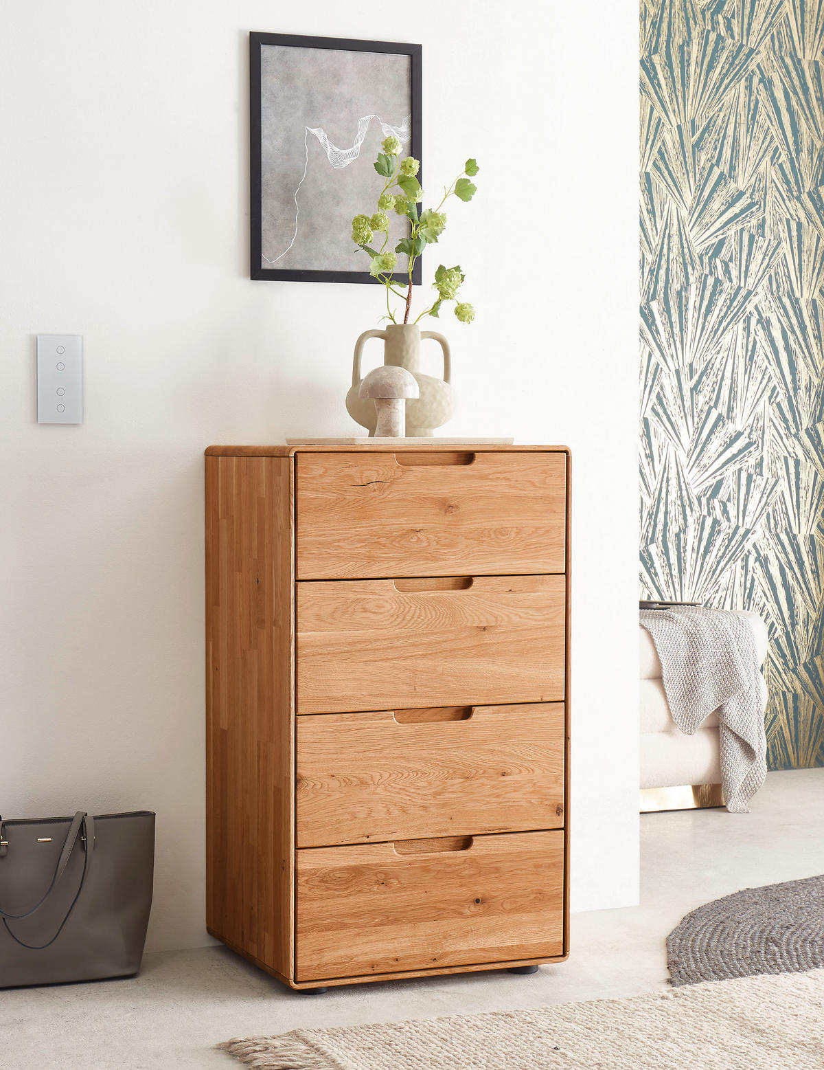 KOMMODE , 51/91/40 cm, 4 Schublade(n)  - Wildeiche, Design, Holz (51/91/40cm) - Livetastic