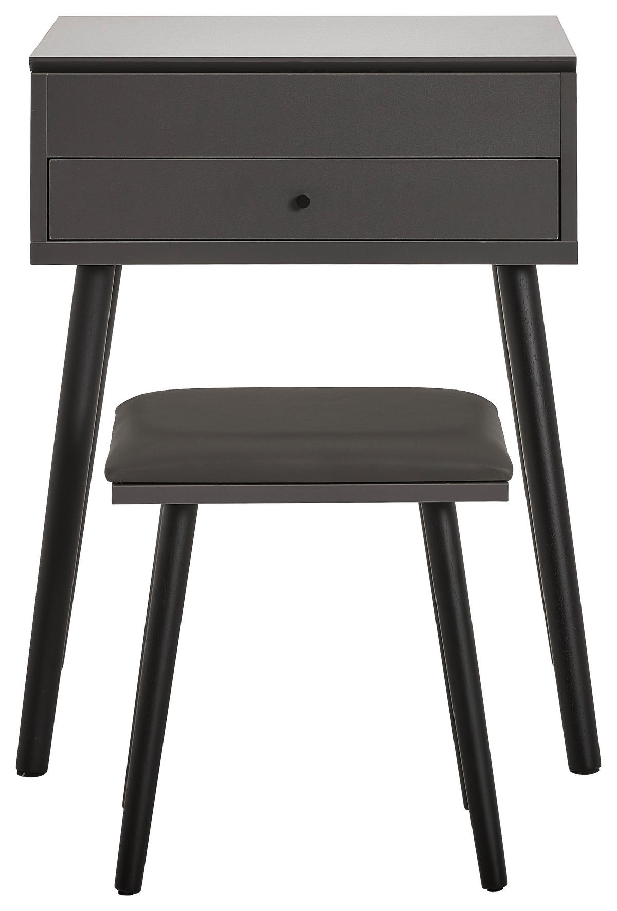 SCHMINKTISCH Kiefer massiv Grau, Schwarz, Weiß  - Schwarz/Weiß, LIFESTYLE, Glas/Holz (60/82/42cm) - MID.YOU